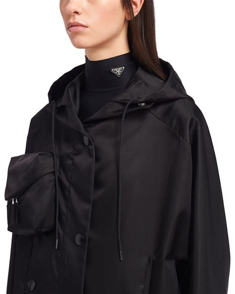 Prada Hooded Gabardine Jacket with Re